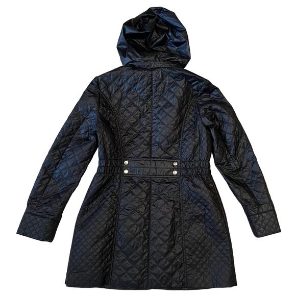 Laundry by Shelli Segal Black Quilted Rain Coat w/ Detachable Hood Size Large - Picture 2 of 5